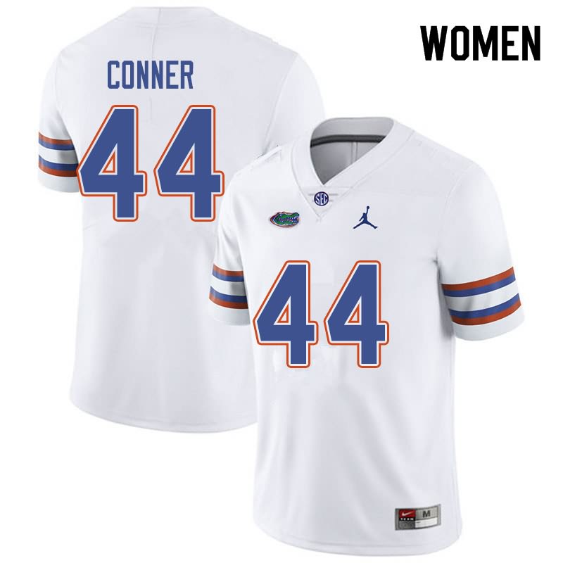 NCAA Florida Gators Garrett Conner Women's #44 Jordan Brand White Stitched Authentic College Football Jersey GAU0364EH